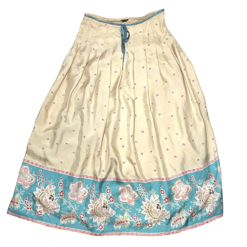 Massimo Dutti silk floral long maxi skirt beige sz USA 10. 42/32 lined - Picture 3 of 11